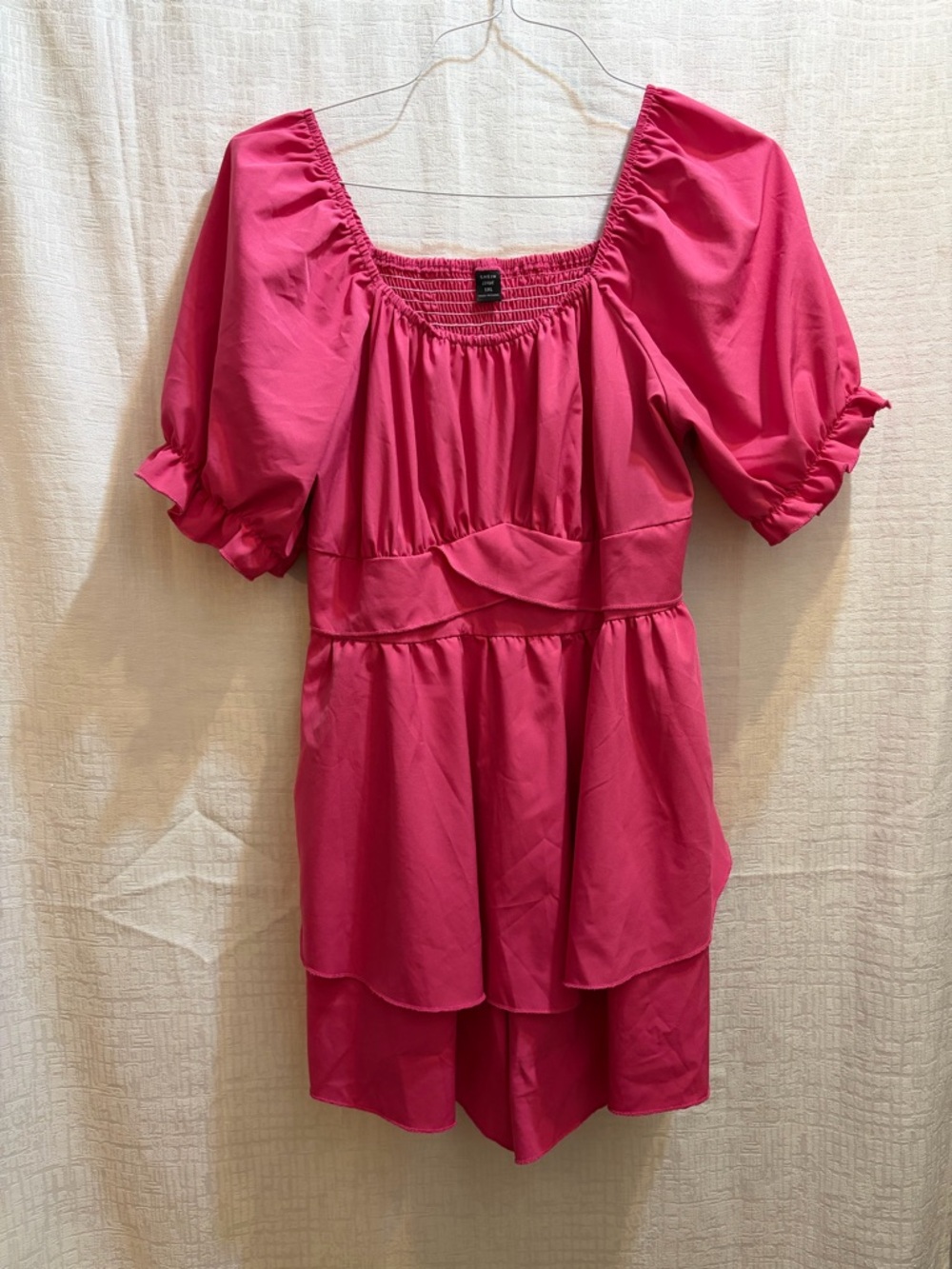 SHEIN Bright Pink Smocked Mini Dress